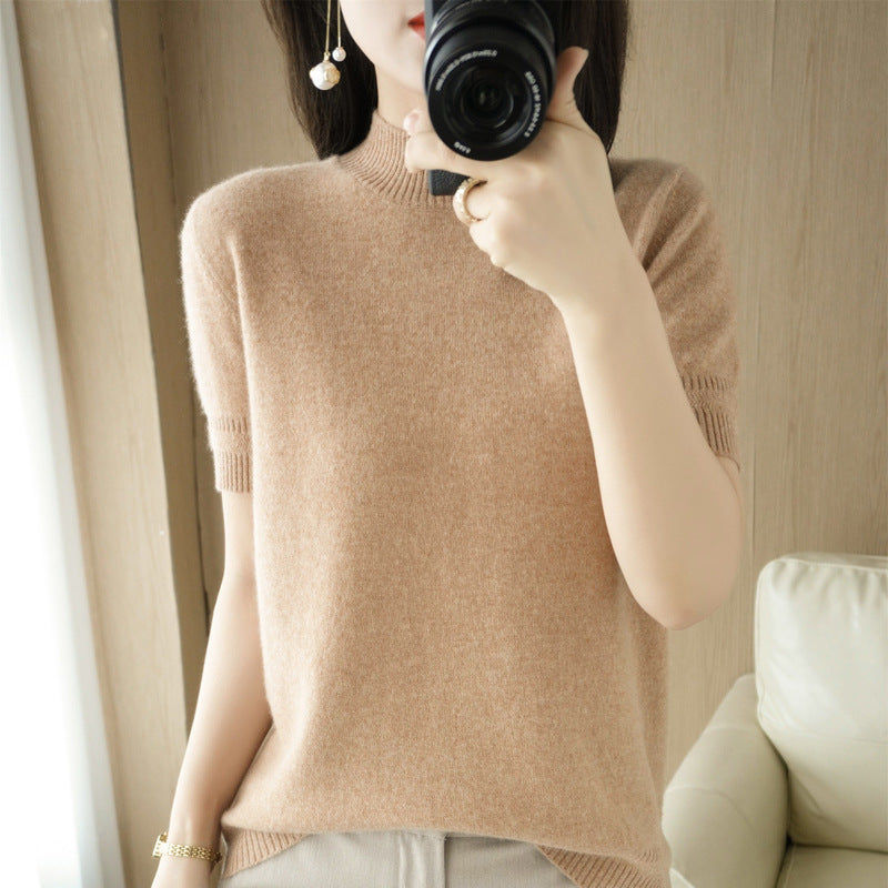 Mock-neck Mid-length Sleeve Lightweight Sweater Women